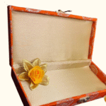 Orange Brocade Designer Gift Box - Image 3