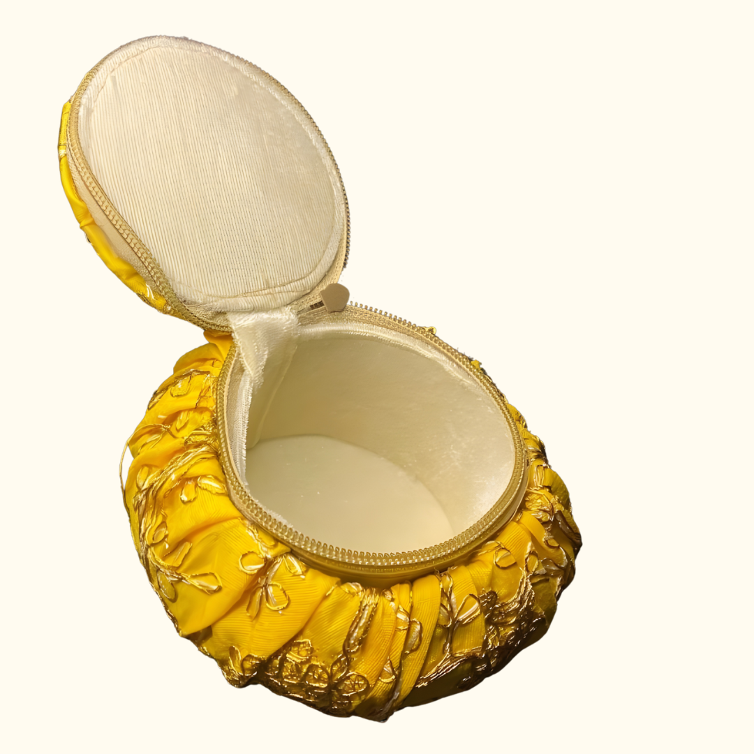 KS PRODUCTS (4) Golden Floral Zipper Potli Box - Image 1