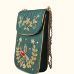 Handcrafted Peacock Embroidered Potli Bag with Pearl Handle