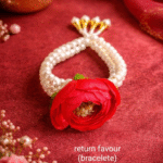 Classic Red Rose & Pearl Bracelet