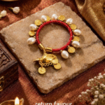 Royal Red Silk Thread Bangle with Pearl & Coin Accents