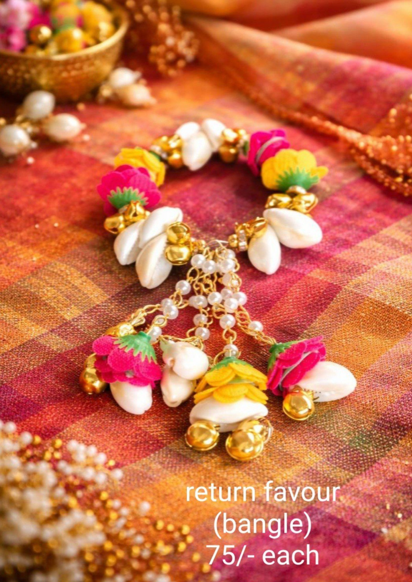 23 Bohemian Floral & Cowrie Shell Bangle (Vibrant Return Favor) - Image 1