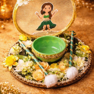 Enchanting Floral Mehendi Platter with Channi