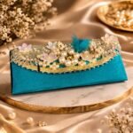 Luxury Handcrafted Teal Money Gift Envelope with Pearls & Floral Embellishments