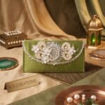 Elegant Handcrafted Green Money Gift Envelope with Pearl & Crystal Embellishments