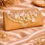 Luxury Handcrafted Golden Money Gift Envelope with Pearl & Floral Detailing