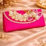 Premium Handcrafted Pink Money Gift Envelope with Pearl & Stone Embellishments
